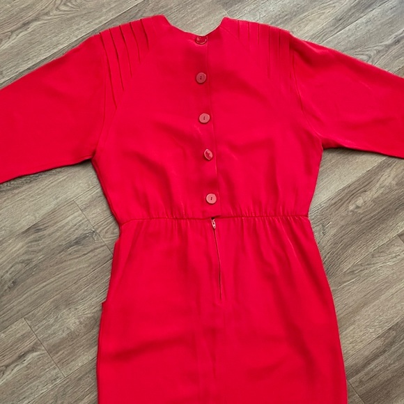 Vintage 80s PJ Klein Red Linen Button Up Back Dress. - Picture 10 of 12